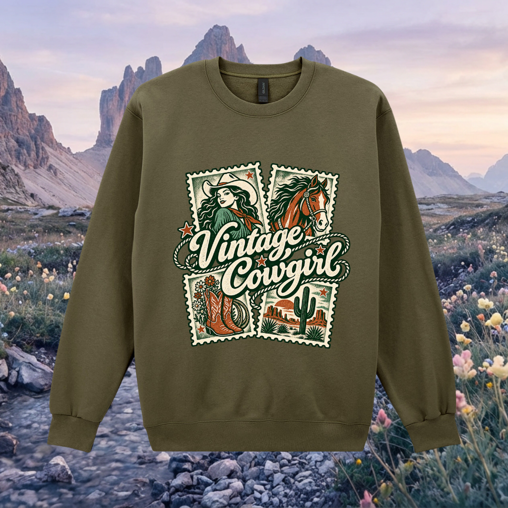 Vintage Cowgirl Stamp Maxweight Sweatshirt