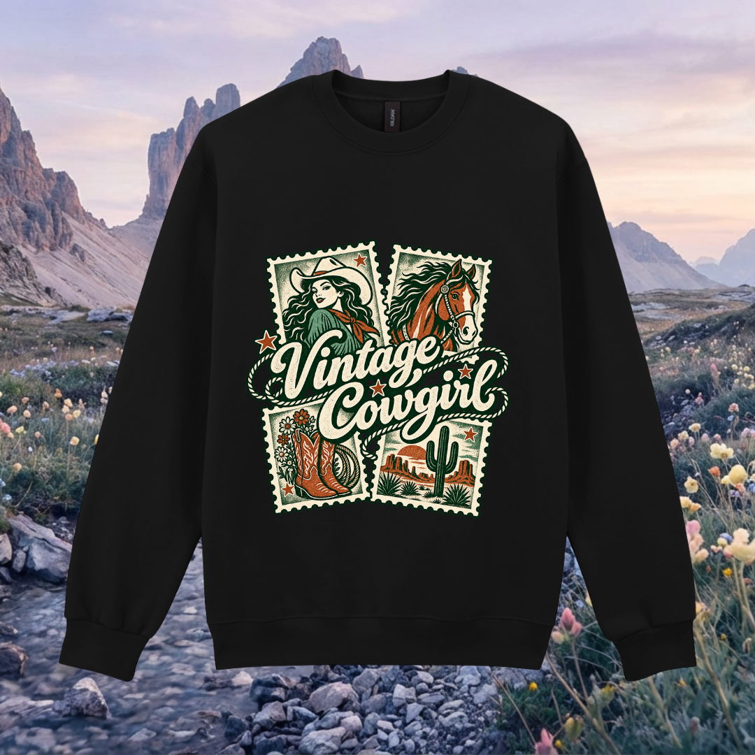 Vintage Cowgirl Stamp Maxweight Sweatshirt