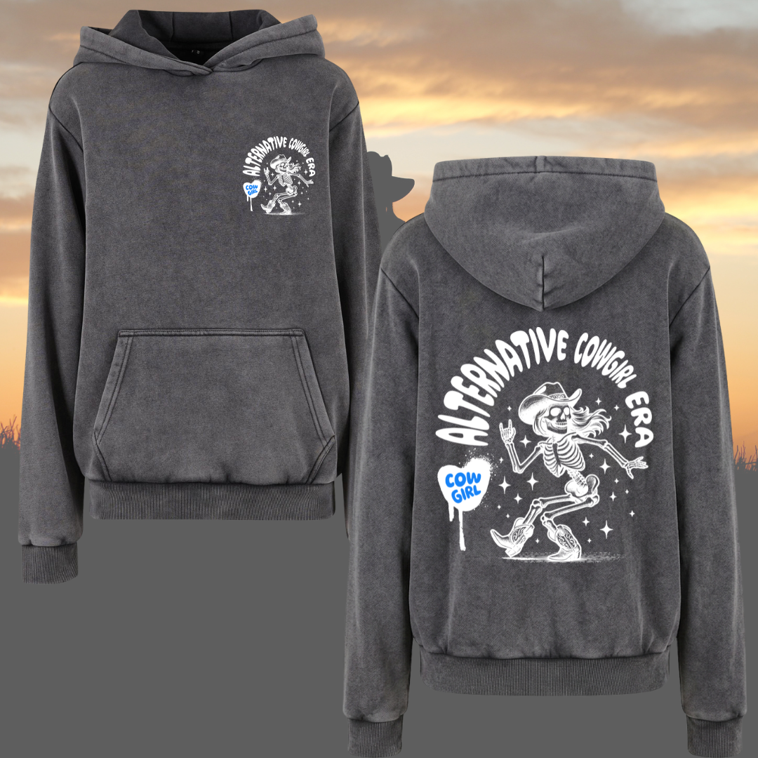 Alternative Cowgirl Vintage Acid Wash Heavy Weight Hoodie