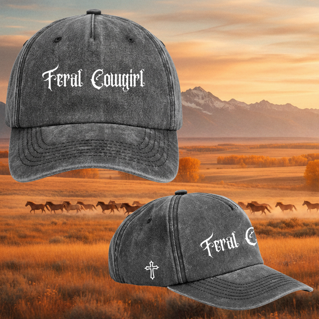 Feral Cowgirl Acid Wash Baseball Cap