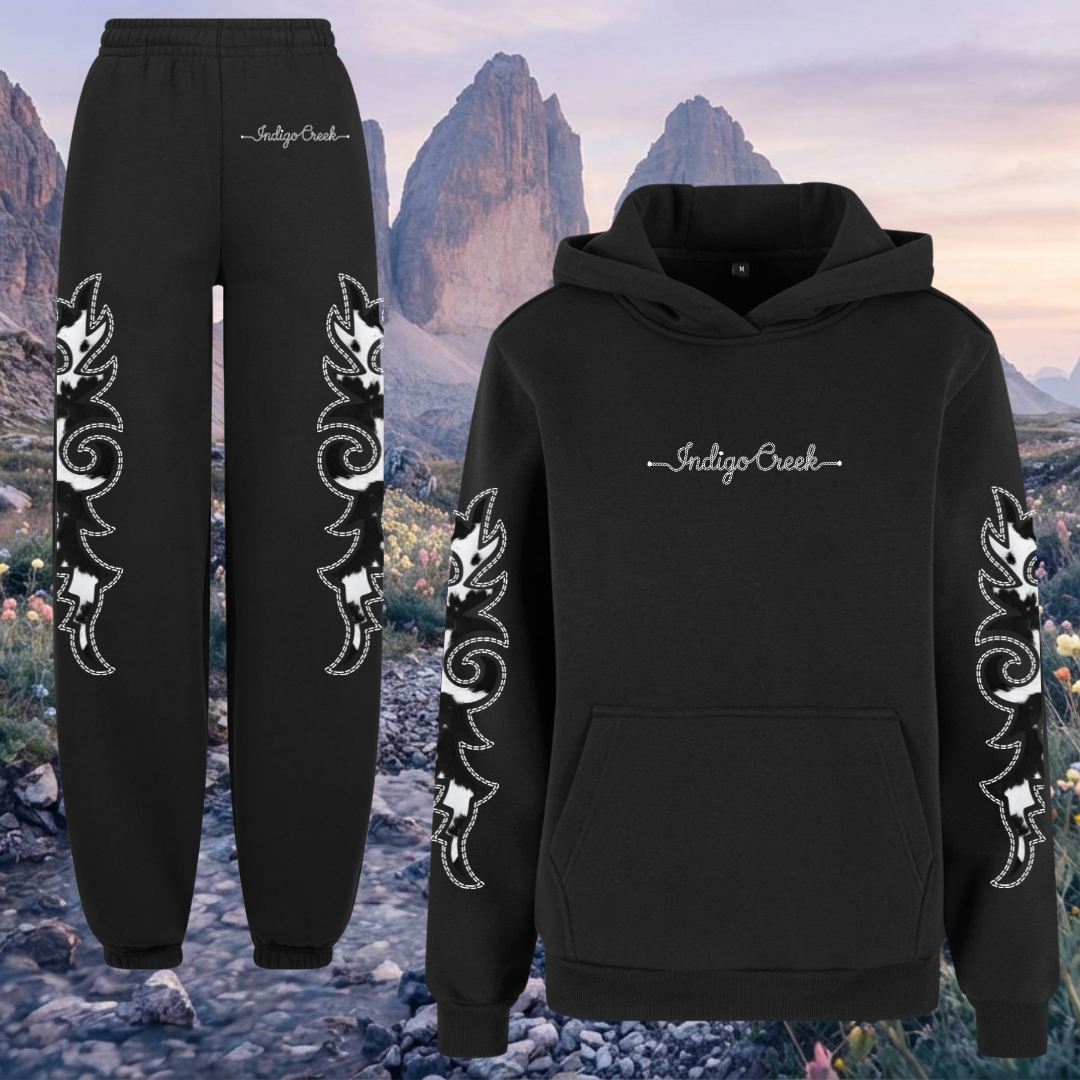 Boot Stitch Cow Print Oversized Jogger Set
