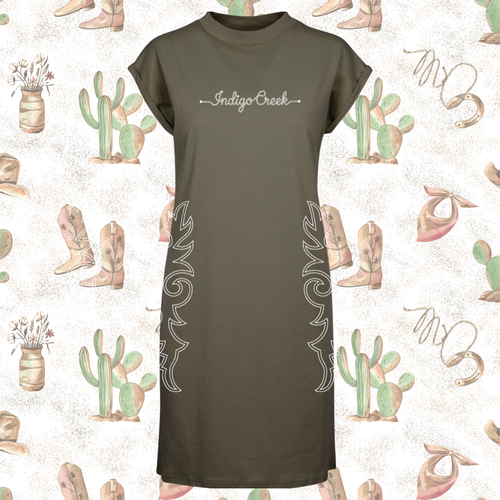 Boot Stitch Extended Shoulder Dress