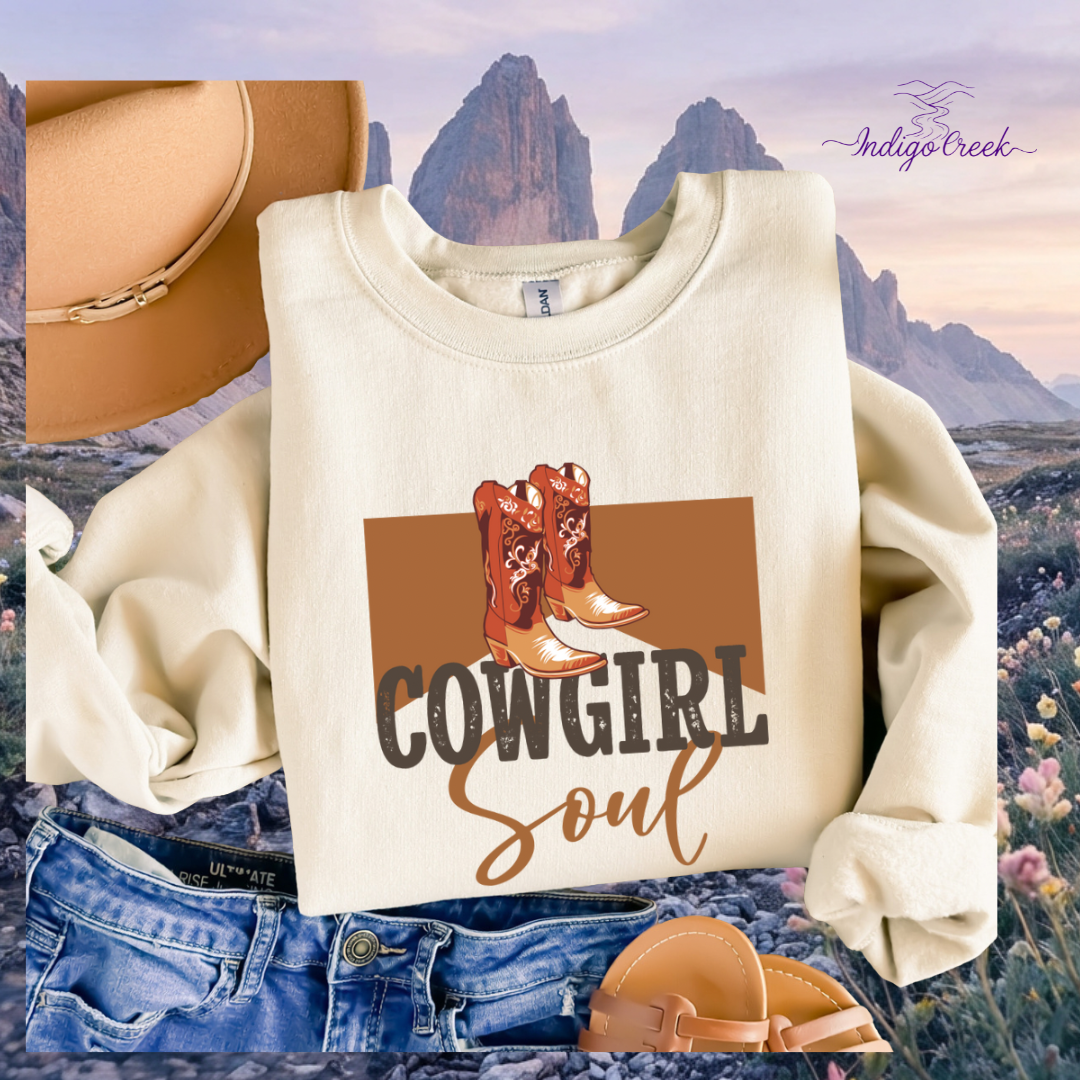 Cowgirl Soul Western Boot Sweatshirt - The Core Collection