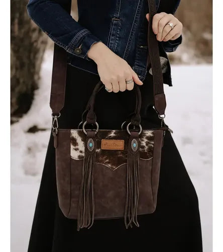 Montana West - Cow Hide Western Fringe Bag