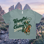 Wranglin' Me A Cowboy Season Crop Tee
