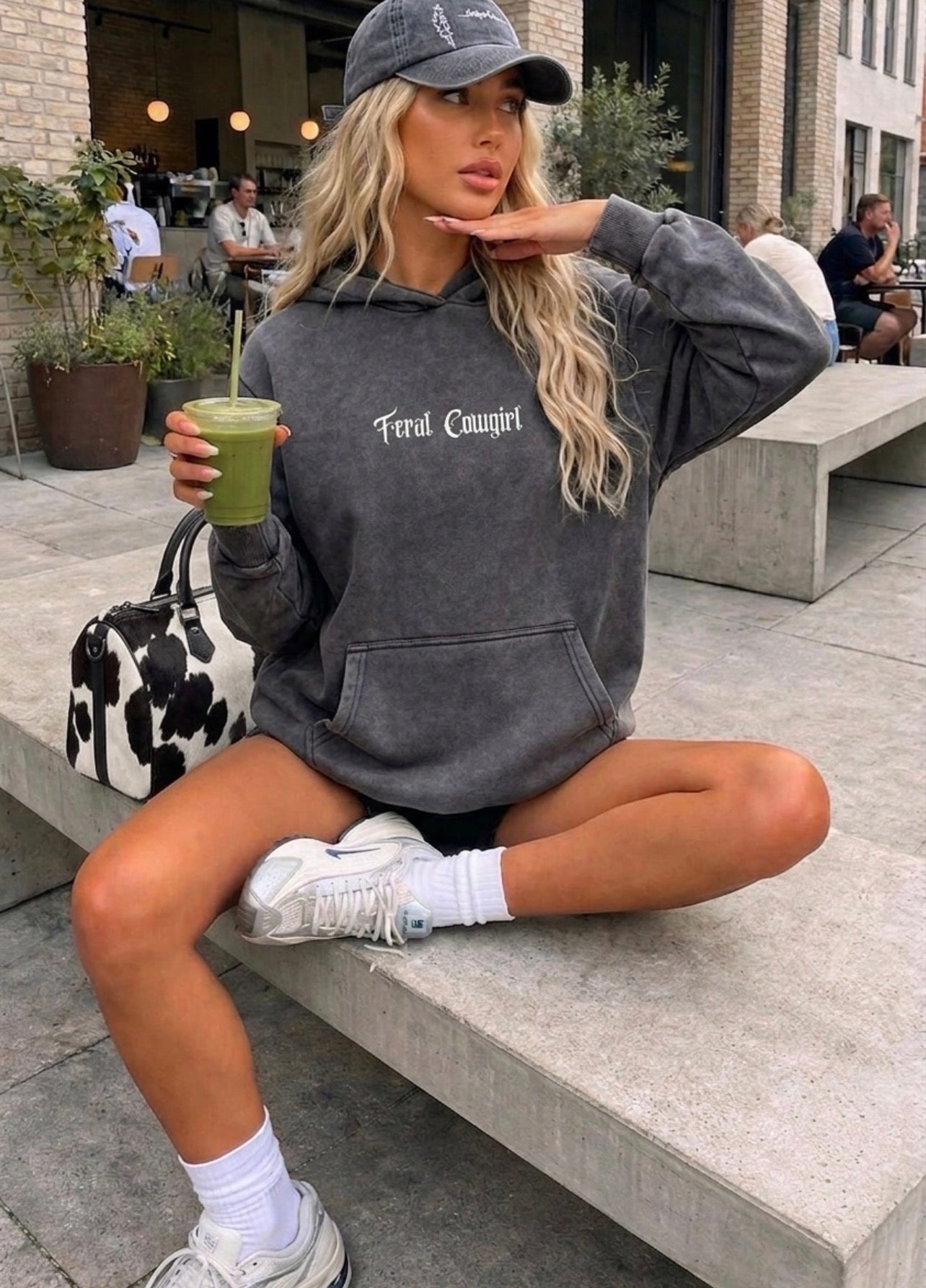Feral Cowgirl Vintage Acid Wash Heavy Weight Hoodie