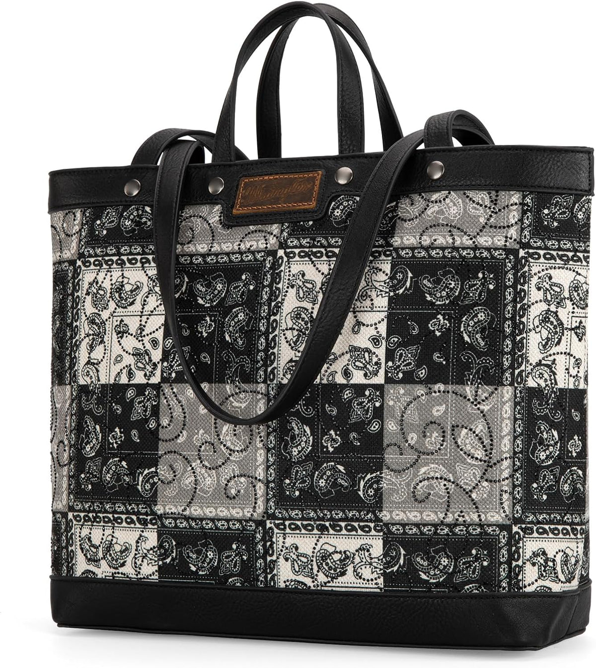 Wrangler Black & White Paisley Dual Sided Tote