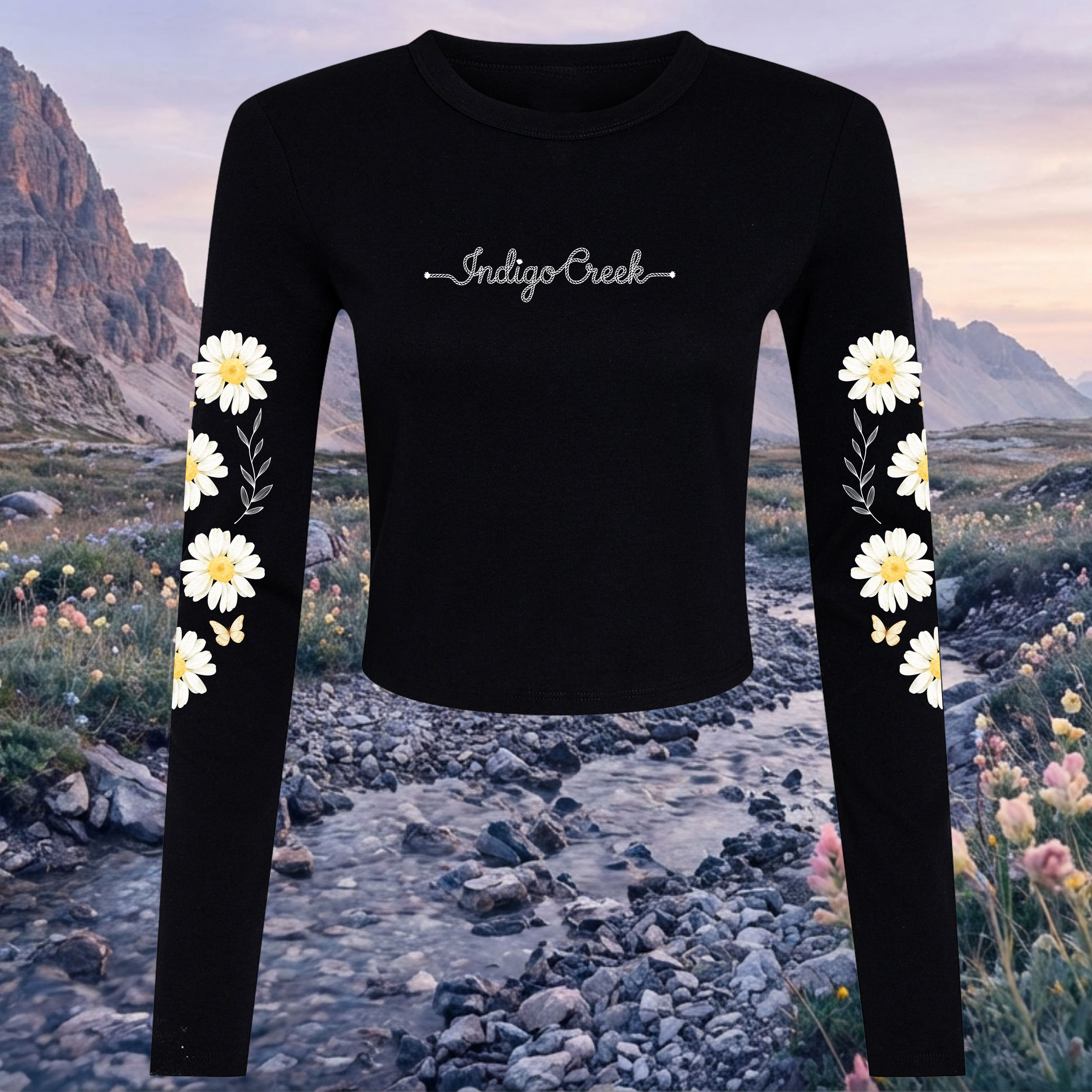 Daisy Chain Long Sleeved Crop Tee