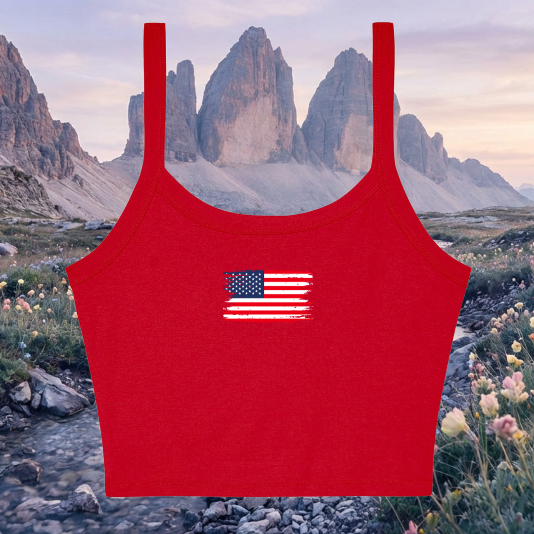 All American Girl Micro Rib Spaghetti Strap Tank