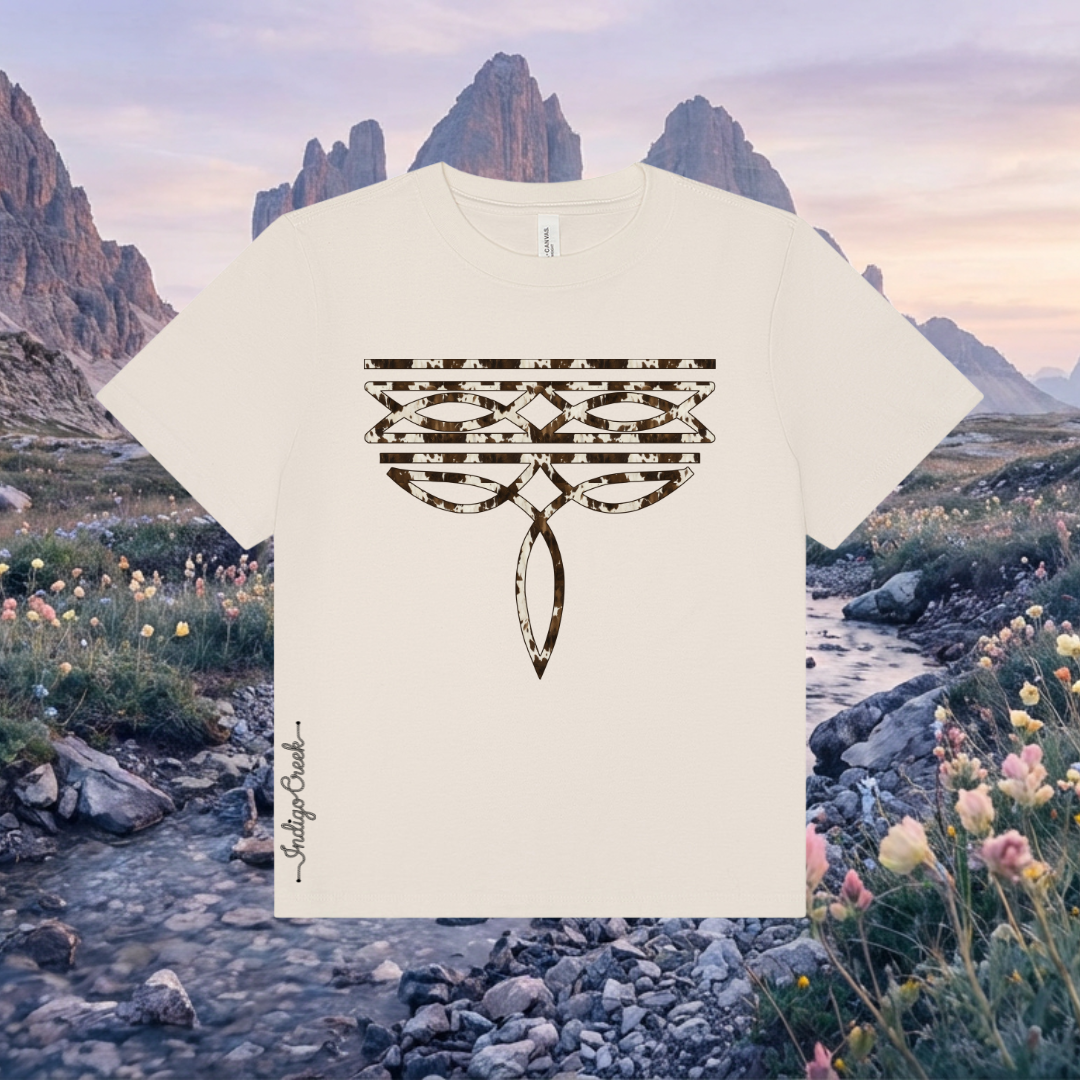 Cow Print Boot Stitch Boxy Tee
