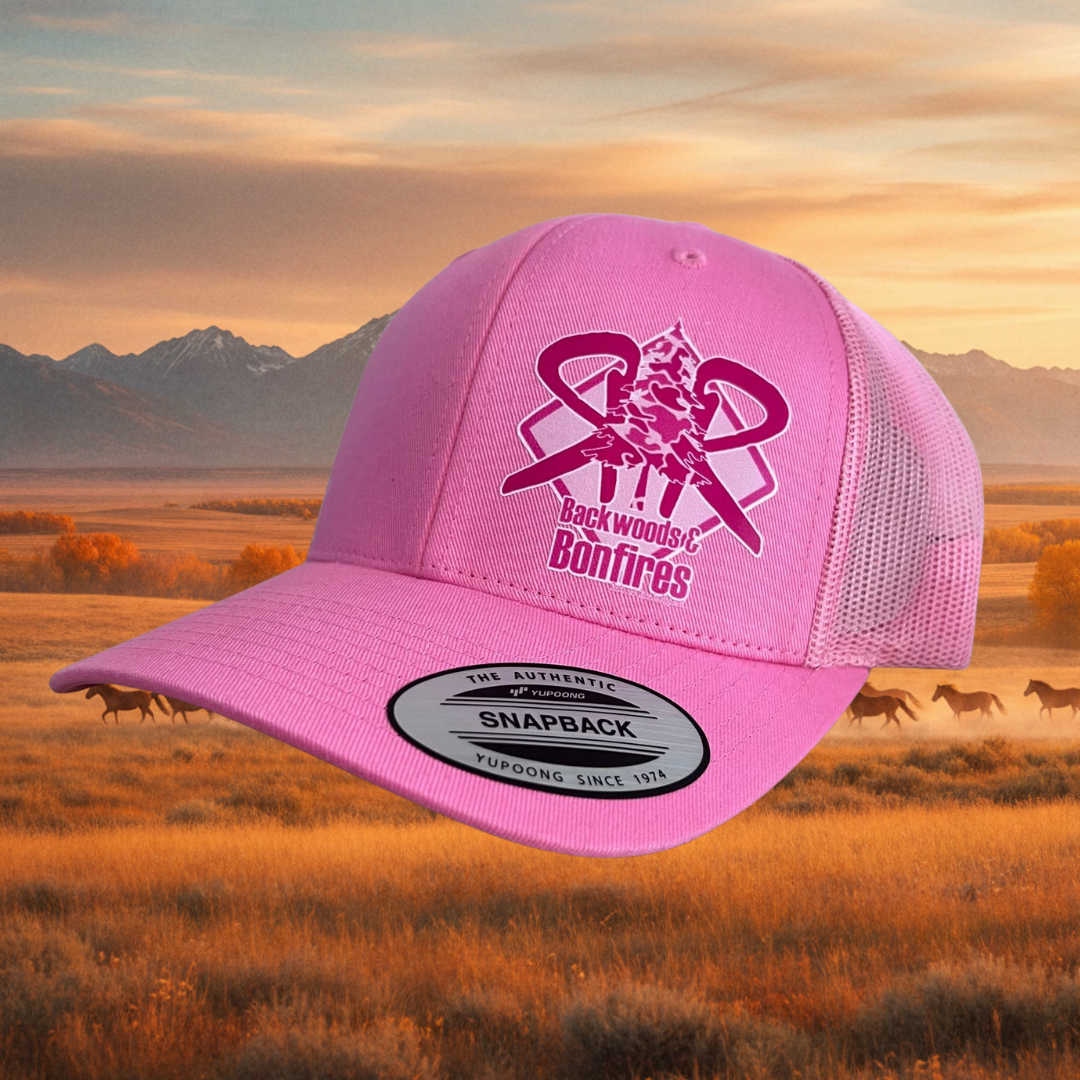 Backwoods and Bonfire Pink Camo Print Trucker Cap