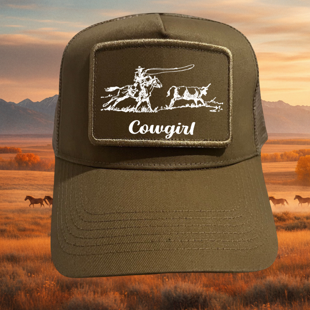 Roping A Bull Patch Trucker Cap