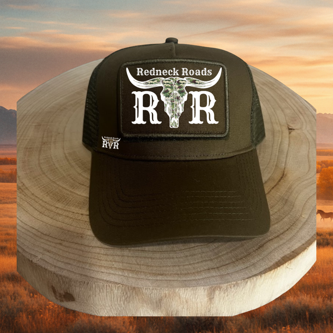 RNR Longhorn Logo Trucker Hat - Khaki/Camo