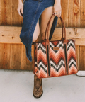 Wrangler Southwestern Pattern Wide Tote - Sunburst
