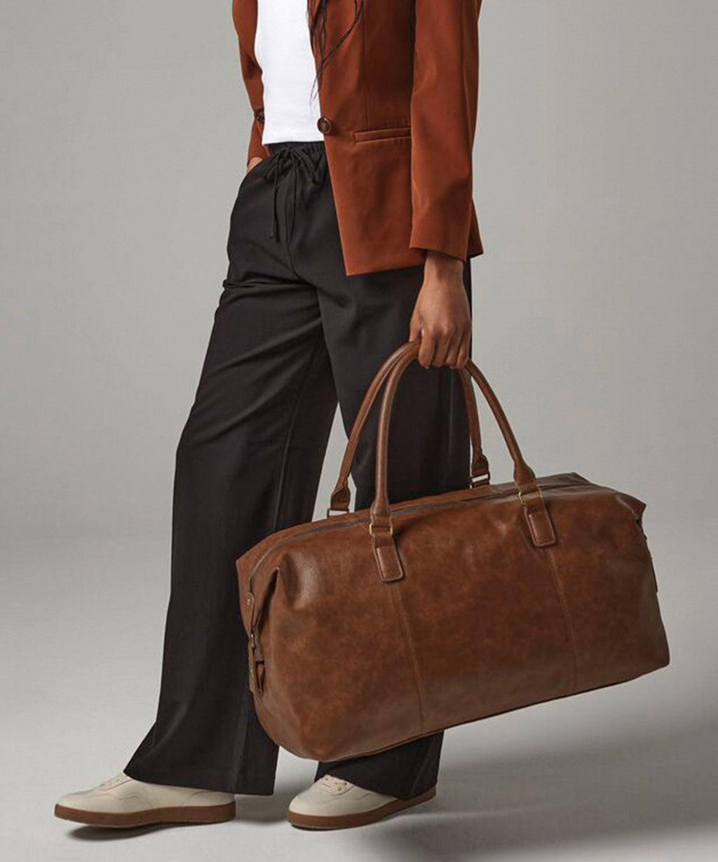 Vintage PU Leather Grain Weekender Bag