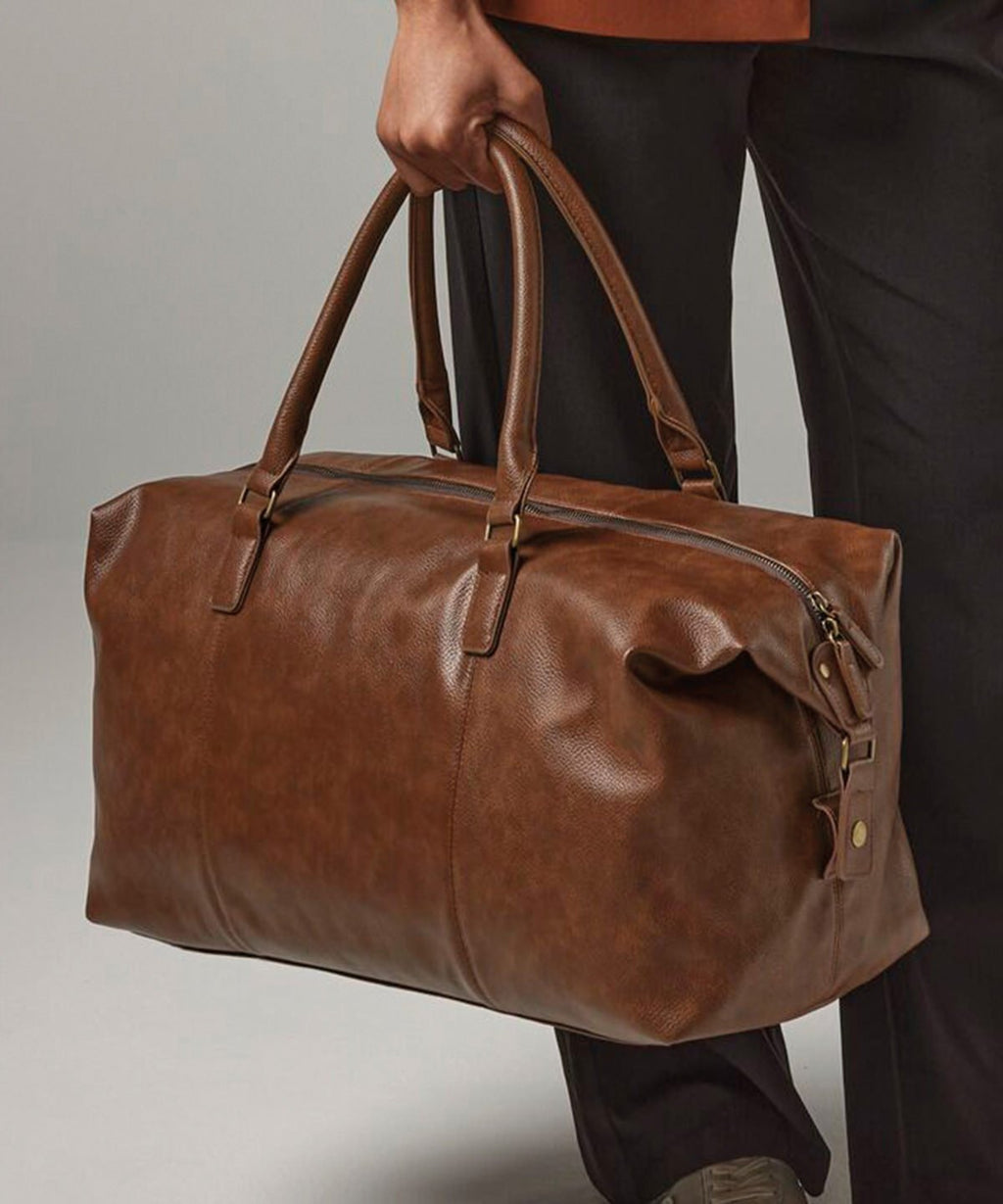 Vintage PU Leather Grain Weekender Bag